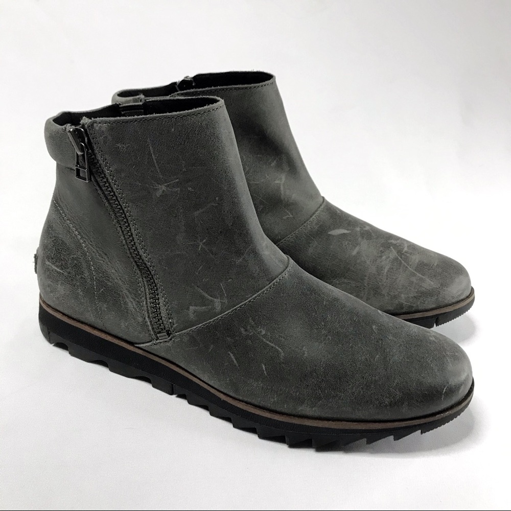 Sorel Harlow Grey Zip Up Leather Chelsea Boot Size 11 - Picture 4 of 9